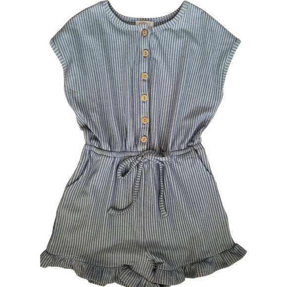 NEW HAYDEN LA girl's buttoned stripe knit romper in blue - Picture 3 of 3